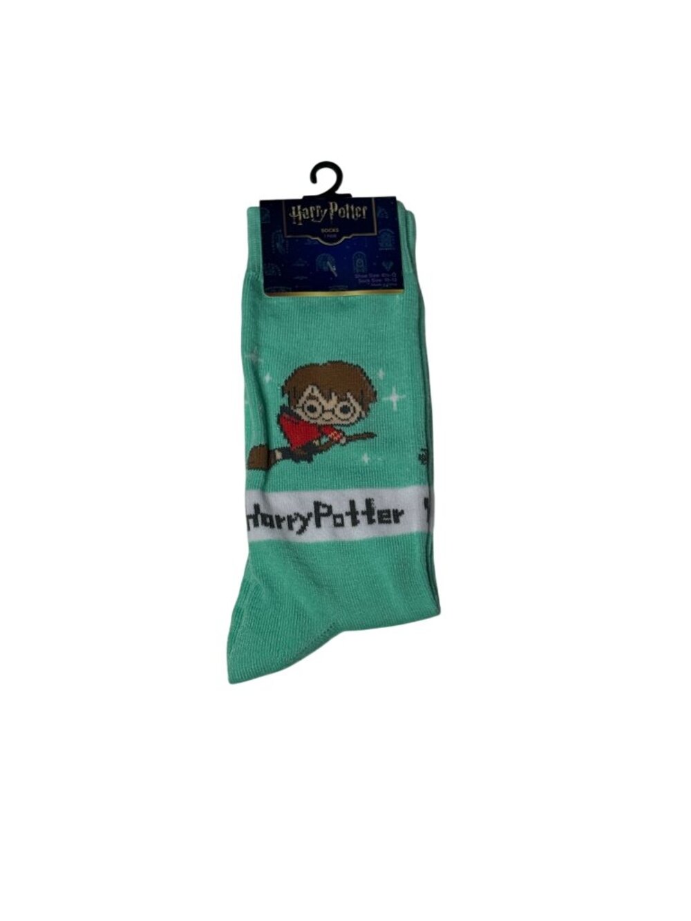 Harry Potter Mint Green Flying Harry Crew Socks NWT